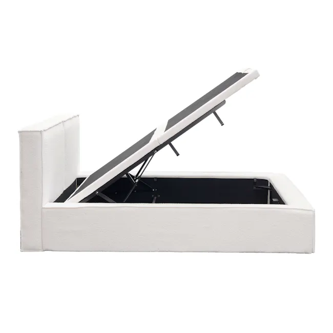 Maine Storage Queen Bed - White Boucle - 11