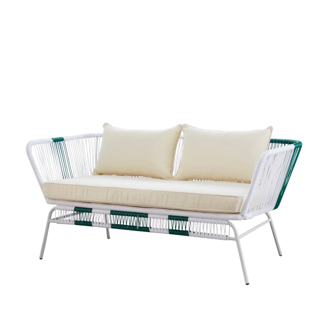 Beckett 2 Seater Outdoor Sofa - White, Green - 3