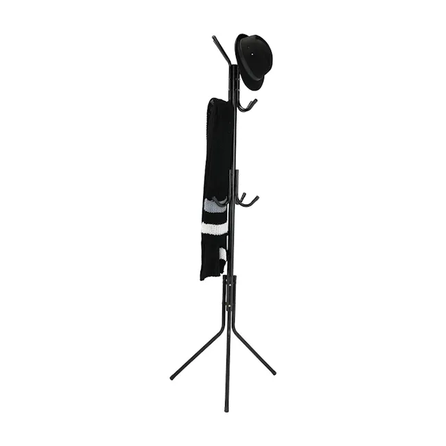 Hollie Multipurpose Rack - Black - 2 - black hat, black scarf, black coat, black tie, black tie clip, black hat stand, black