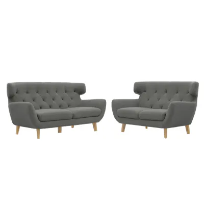 Agatha 3 Seater Sofa with Agatha 2 Seater Sofa - Granite - Image 1