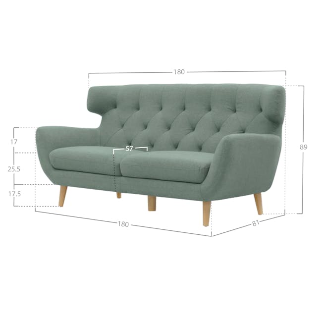 Agatha 3 Seater Sofa - Jade - 2
