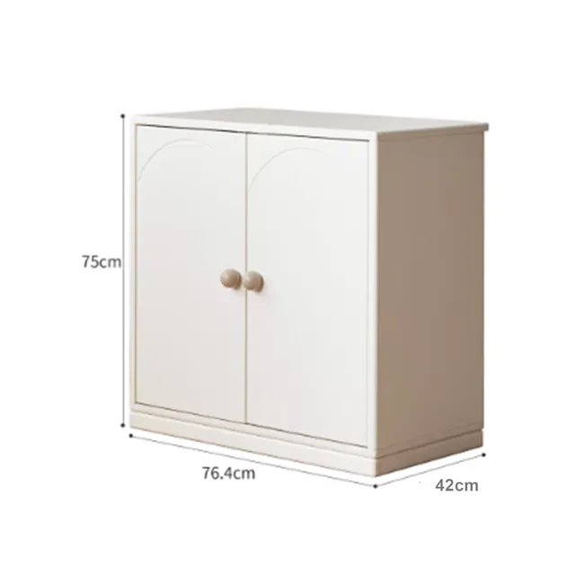 Mika Kids 2 Door Cabinet - 11 - White cabinet with arched door handles, 75 cm height, 4 cm width, 42 cm depth, minimalist