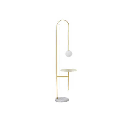 Cilja Floor Lamp with Side Table - Brass