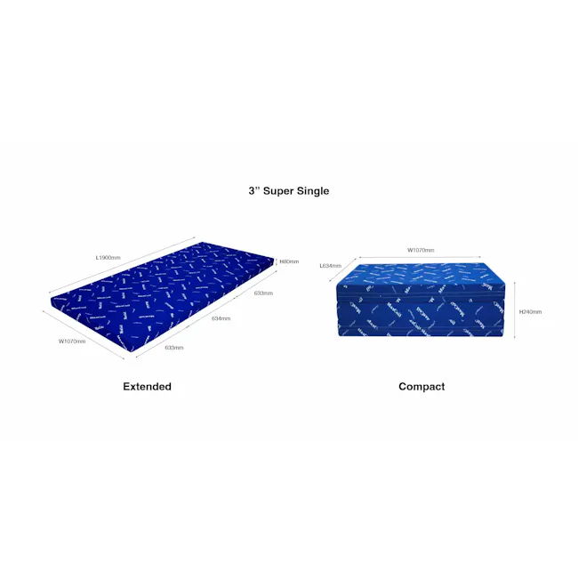 MaxCoil Super Foam Foldable Mattress - Super Single - 7