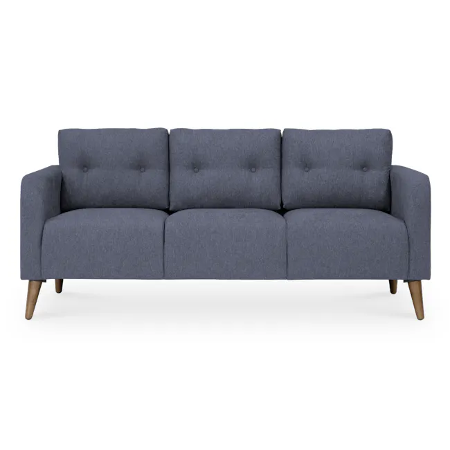 Bennett 3 Seater Sofa with Bennett 2 Seater Sofa - Midnight - 3 - Grey upholstered sofa, three-seater design, wooden legs