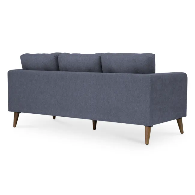 Bennett 3 Seater Sofa with Bennett 2 Seater Sofa - Midnight - 5 - Grey upholstered sofa, wooden legs, navy blue fabric