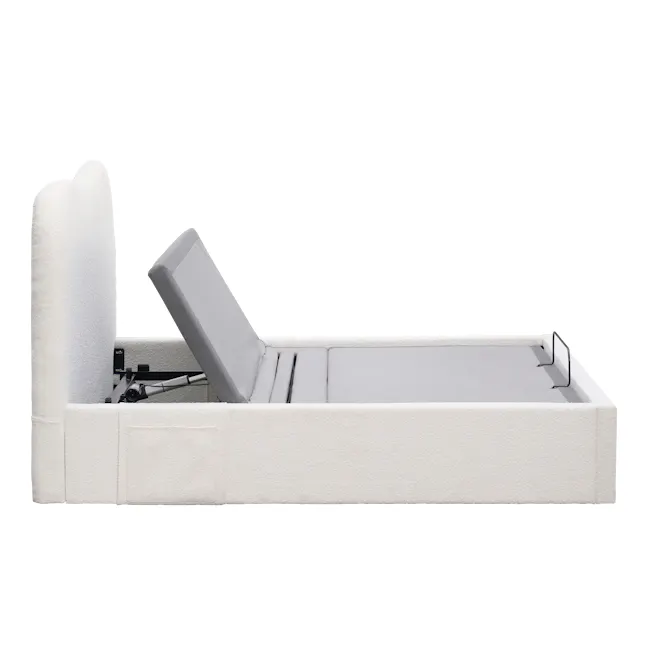 Lyra Queen Adjustable Bed - White Boucle - 23