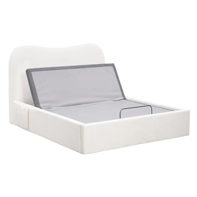 Lyra Queen Adjustable Bed - White Boucle - 4