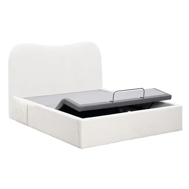 Lyra Queen Adjustable Bed - White Boucle - 5