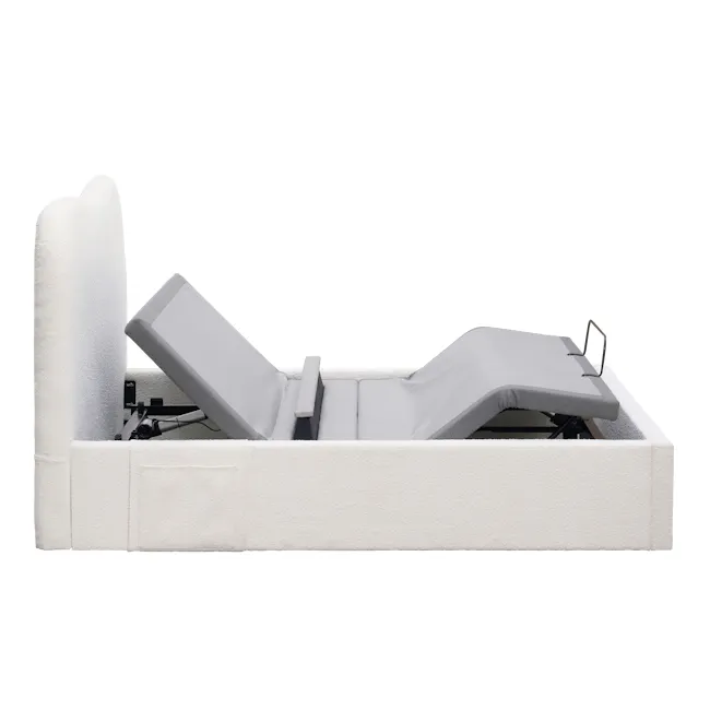 Lyra Queen Adjustable Bed - White Boucle - 22