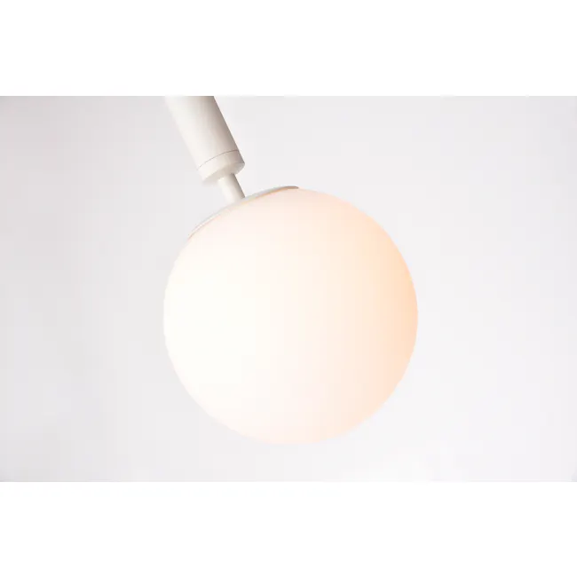 Hilda Pendant Lamp - Matte White - 5 - White modern pendant light fixture, minimalist design, soft beige glow, spherical