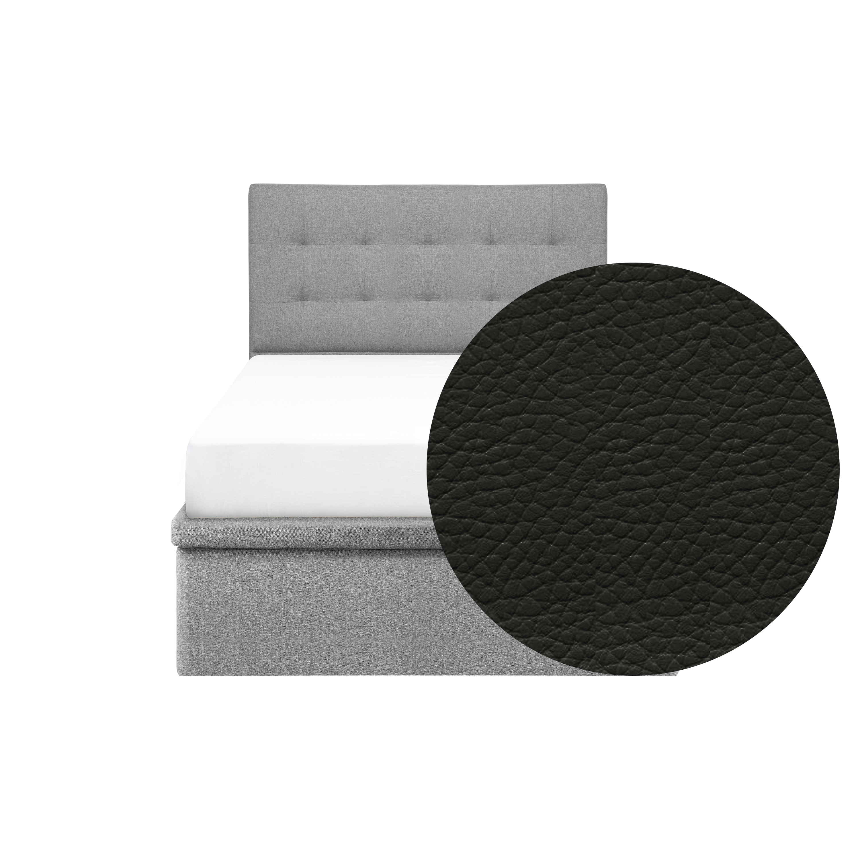 ESSENTIALS Single Headboard Storage Bed - Coal (Faux leather)