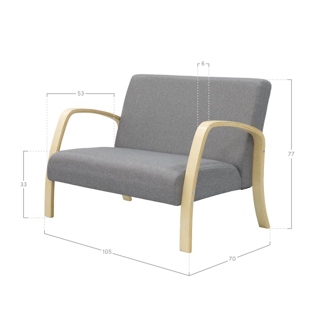 Mizuki 2 Seater Sofa - Grey - 3