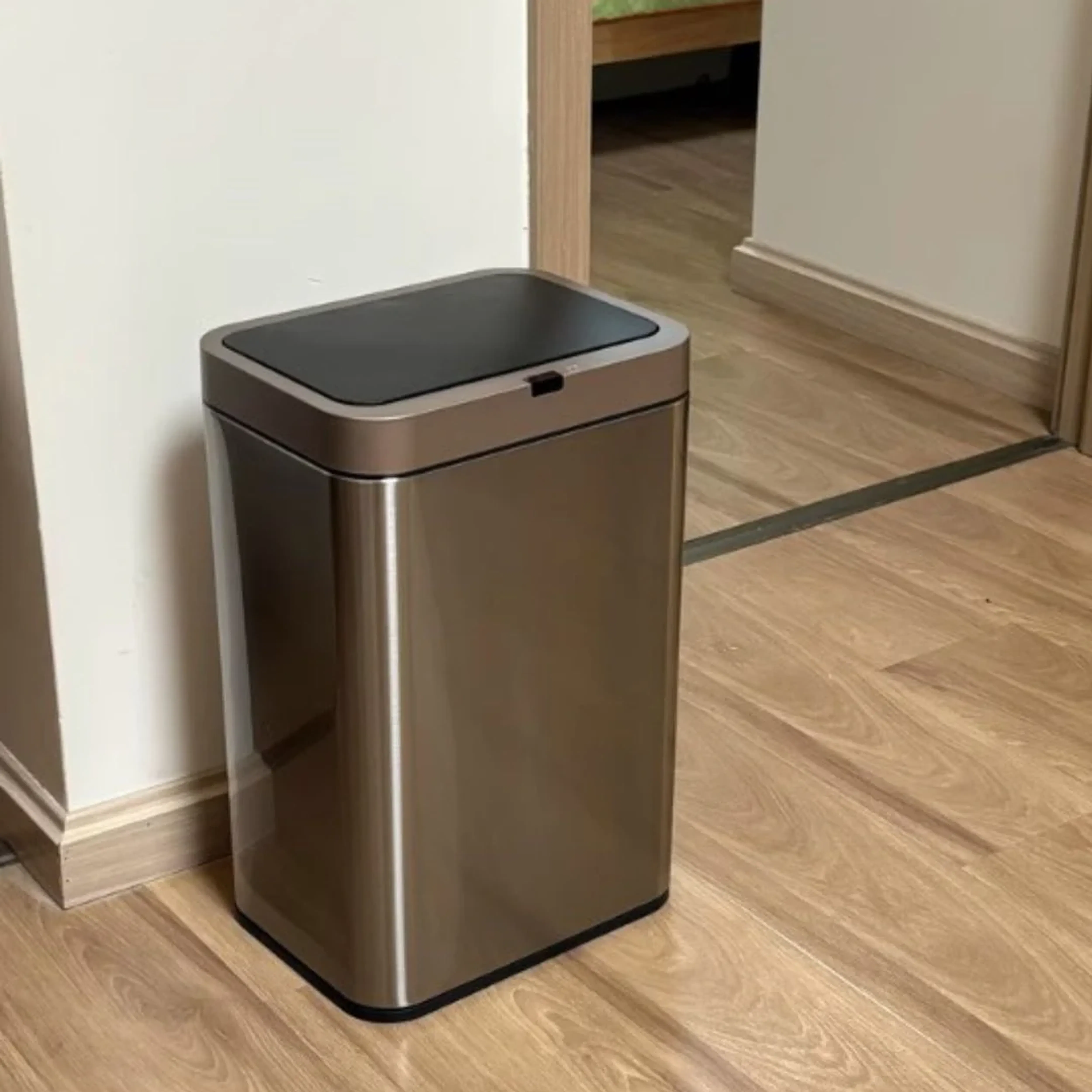 Yubin Lumi Stainless Steel Narrow Slim Bin 9L - Concrete Grey - 9
