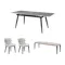 Syla Extendable Dining Table 1.6m-2m in Concrete Grey (Sintered Stone) with Jorge Bench 1.5m and 2 Santiago Dining Chair in Beige (Faux Leather)