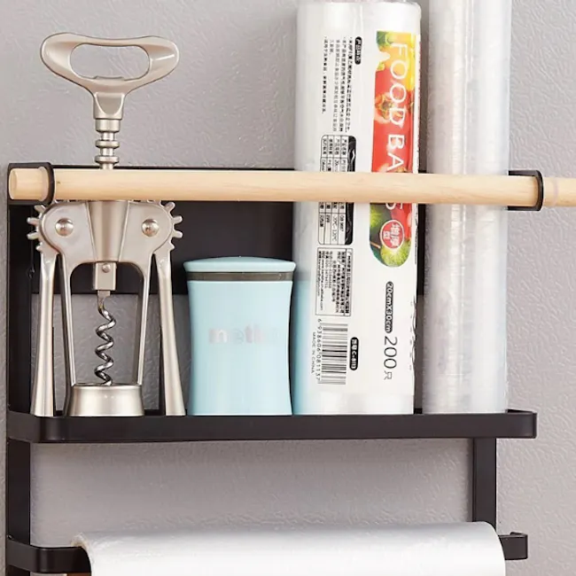 Cyril Magnetic Rack - Black - 2 - food processor, rolling pin, kitchen utensil, rolling pin holder, kitchen shelf, storage