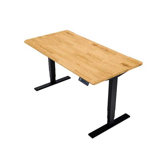 K3 Adjustable Table - Black frame, Solidwood Butcher Rubber Wood (2 Sizes) - 1