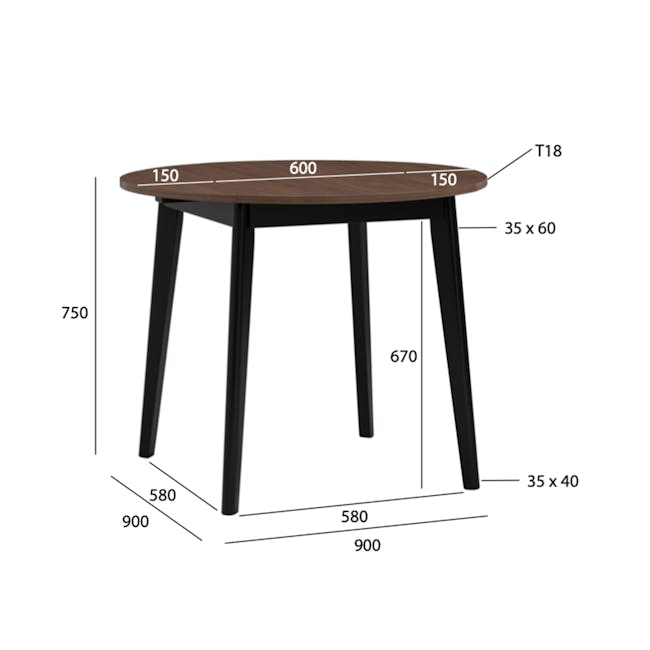 Odessa Round Extendable Dining Table 0.9m - Natural - 3
