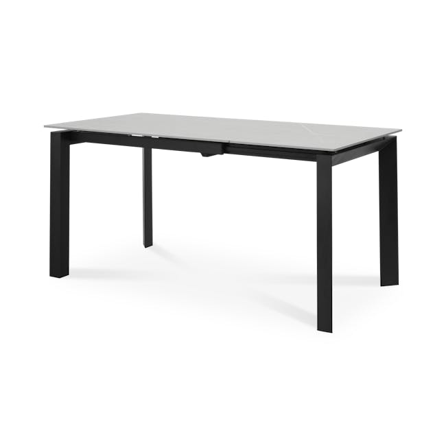 Agnes Extendable Dining Table 1.1-1.6m in Granite Grey (Sintered Stone) with 4 Ormer Dining Chairs in Black - 1