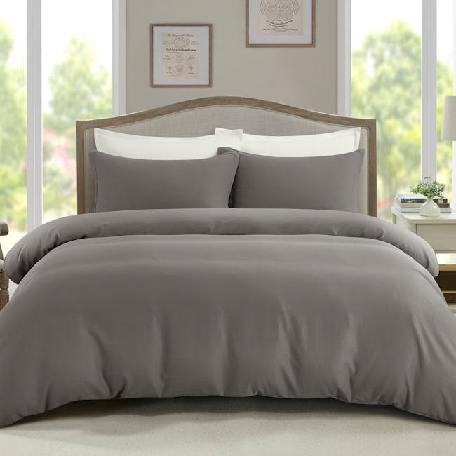 Plain Tencel Bedding Set - Charcoal (4 Sizes) - 0