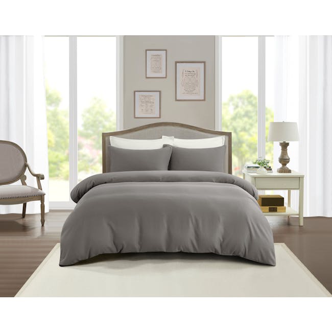 Plain Tencel Bedding Set - Charcoal (4 Sizes) - 6
