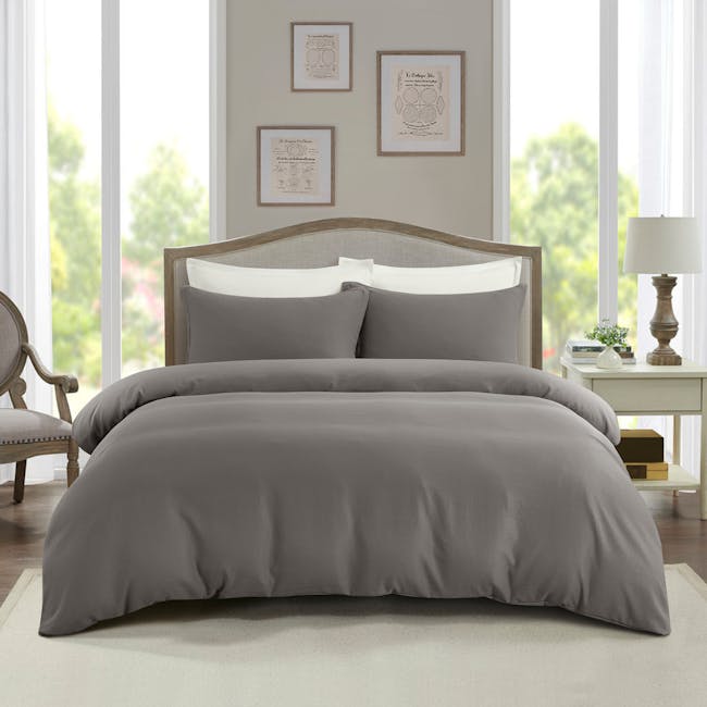 Plain Tencel Bedding Set - Charcoal (4 Sizes) - 5