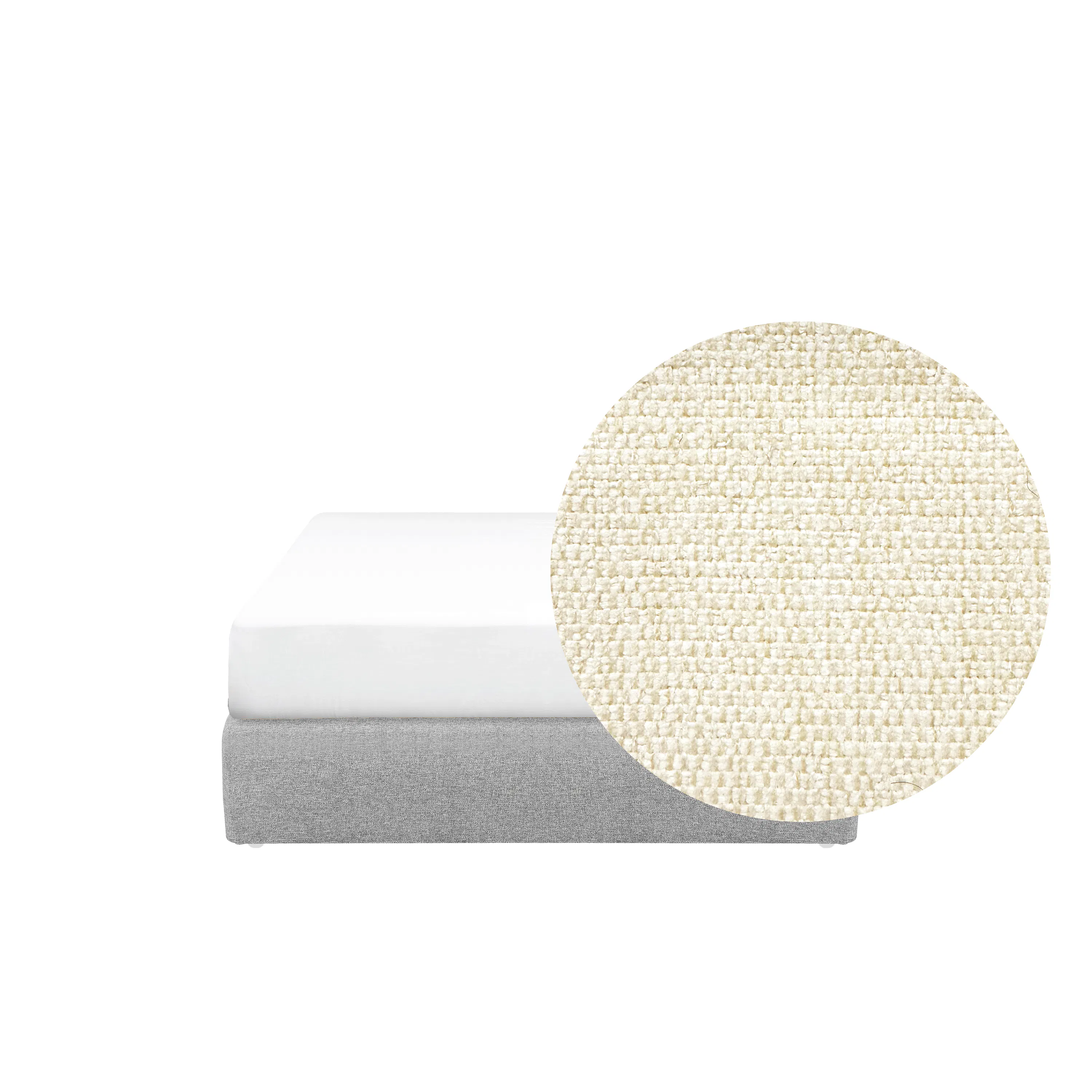 ESSENTIALS Super Single Box Bed - Oat (Eco Clean Fabric)