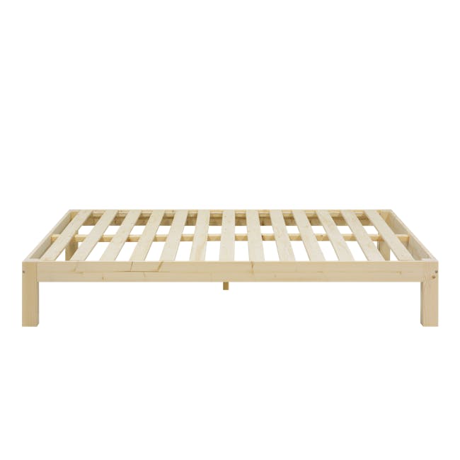 Katana Queen Wooden Headboard Bed - 7 - Wooden frame, light-colored, simple design, sturdy construction, plank construction