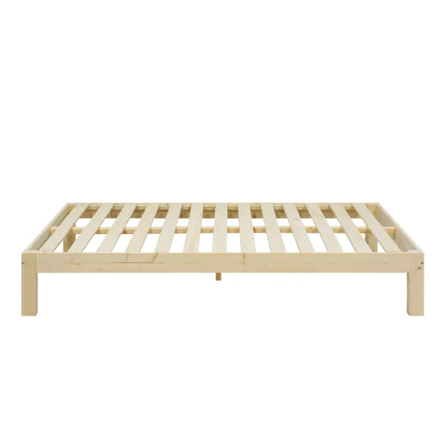 Katana Queen Wooden Headboard Bed - 7 - Wooden frame, light-colored, simple design, sturdy construction, plank construction