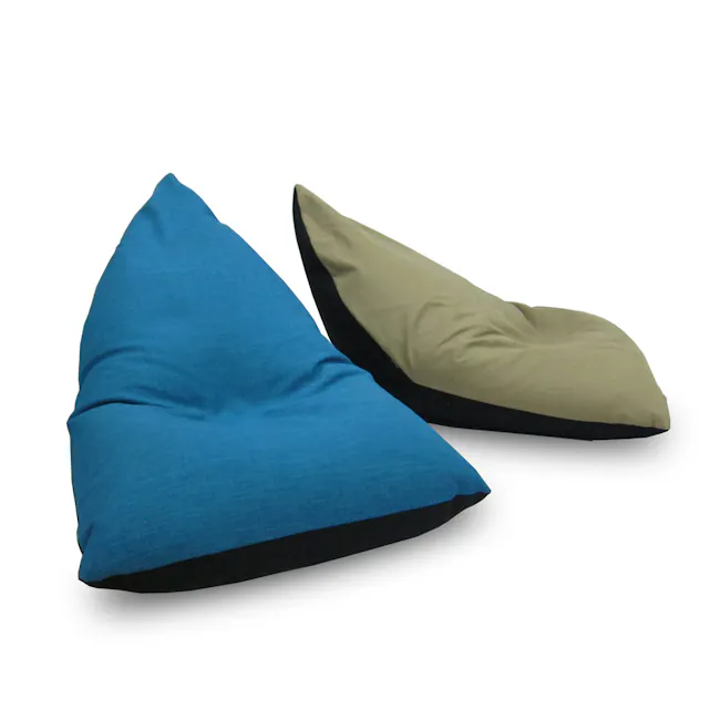 Doodle Triangle Bean Bag - Green - 3 - Blue and olive cushion, modern design, comfortable seating, stylish pillows