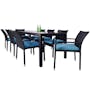 Geneva Outdoor Dining Set with 8 Chair - Blue Cushion - 0