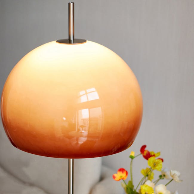 Orla Ombre Floor Lamp - 7 - Modern pendant lamp with orange glass shade, sleek design, minimalist style, soft glow