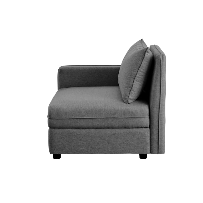 Cameron Left Storage Arm Unit - Moon Grey (Fabric) - 5 - Modern gray upholstered chair, minimalist design, textured fabric