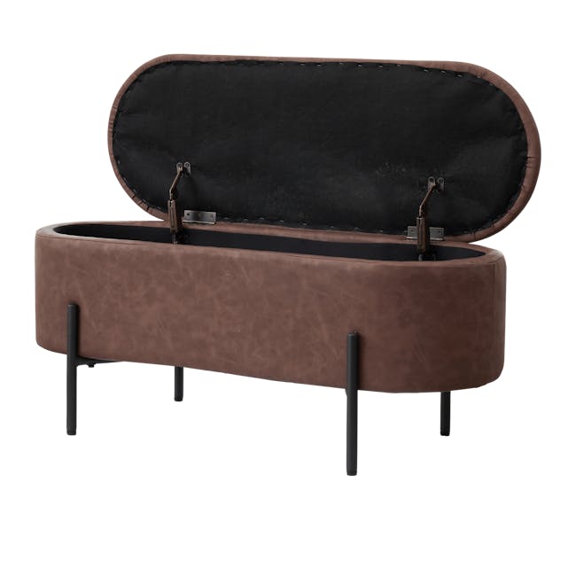 Hilary Storage Bench 0.9m - Saddle Brown (Faux Leather) - 2