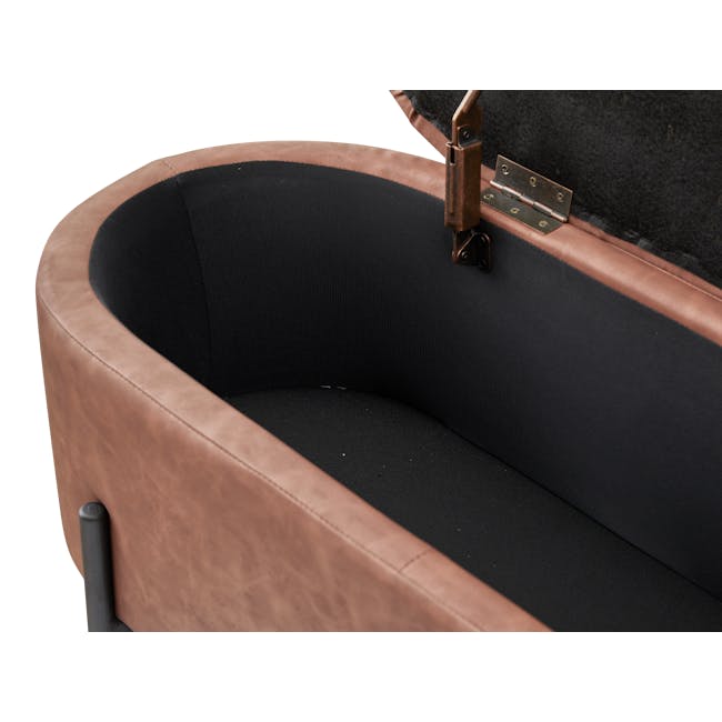Hilary Storage Bench 0.9m - Saddle Brown (Faux Leather) - 4