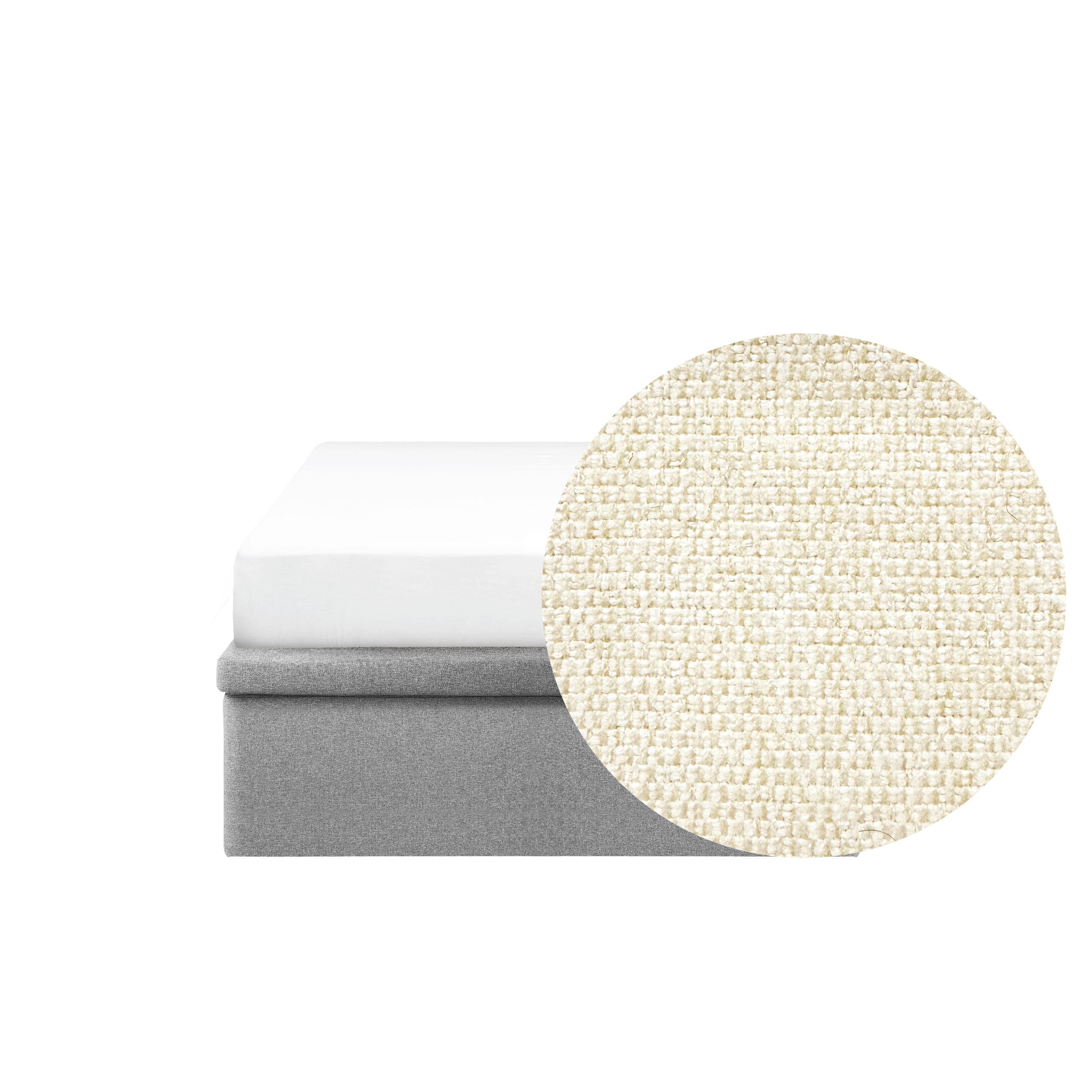 ESSENTIALS Single Storage Bed - Oat (Eco Clean Fabric)