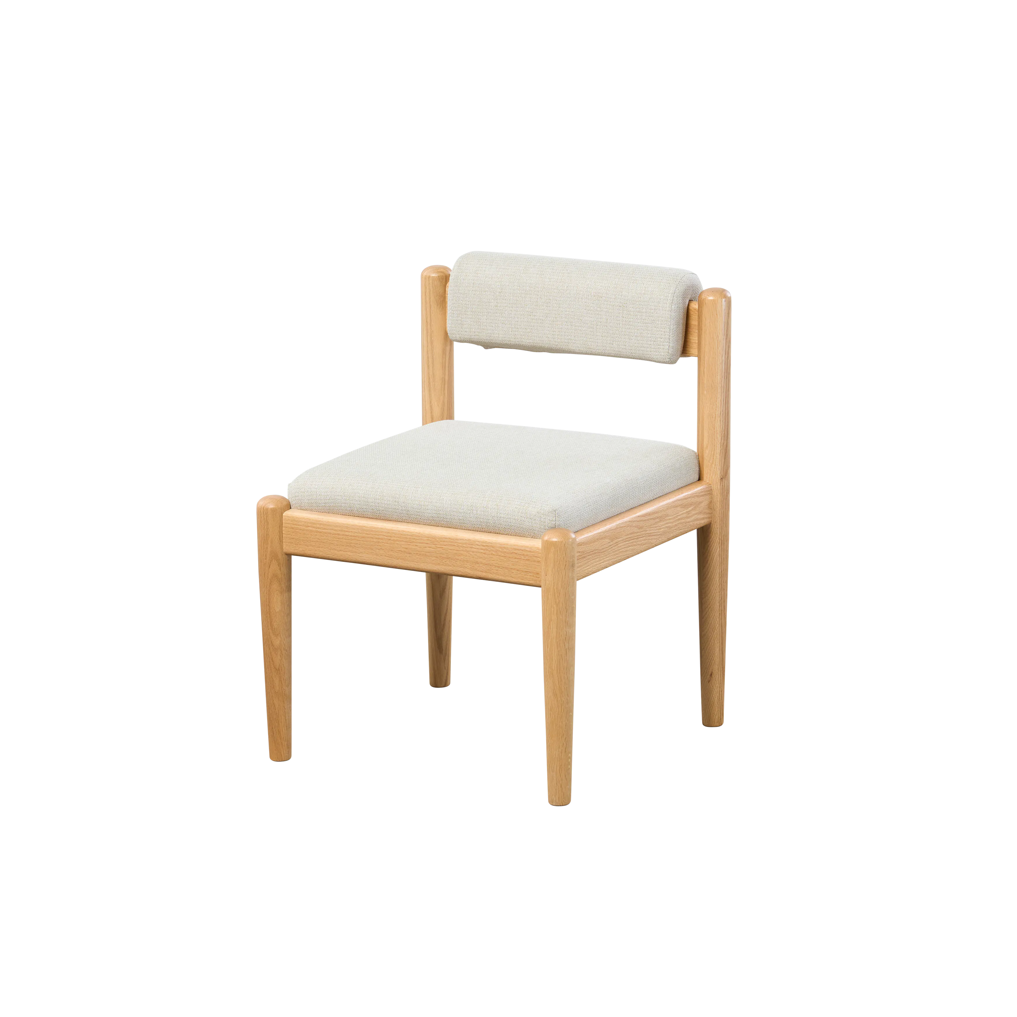 Adelyn Dining Table 1.4m (Sintered Stone) with 4 Niel Chairs in Oak - 51 - Wooden chair with beige cushion, light wooden