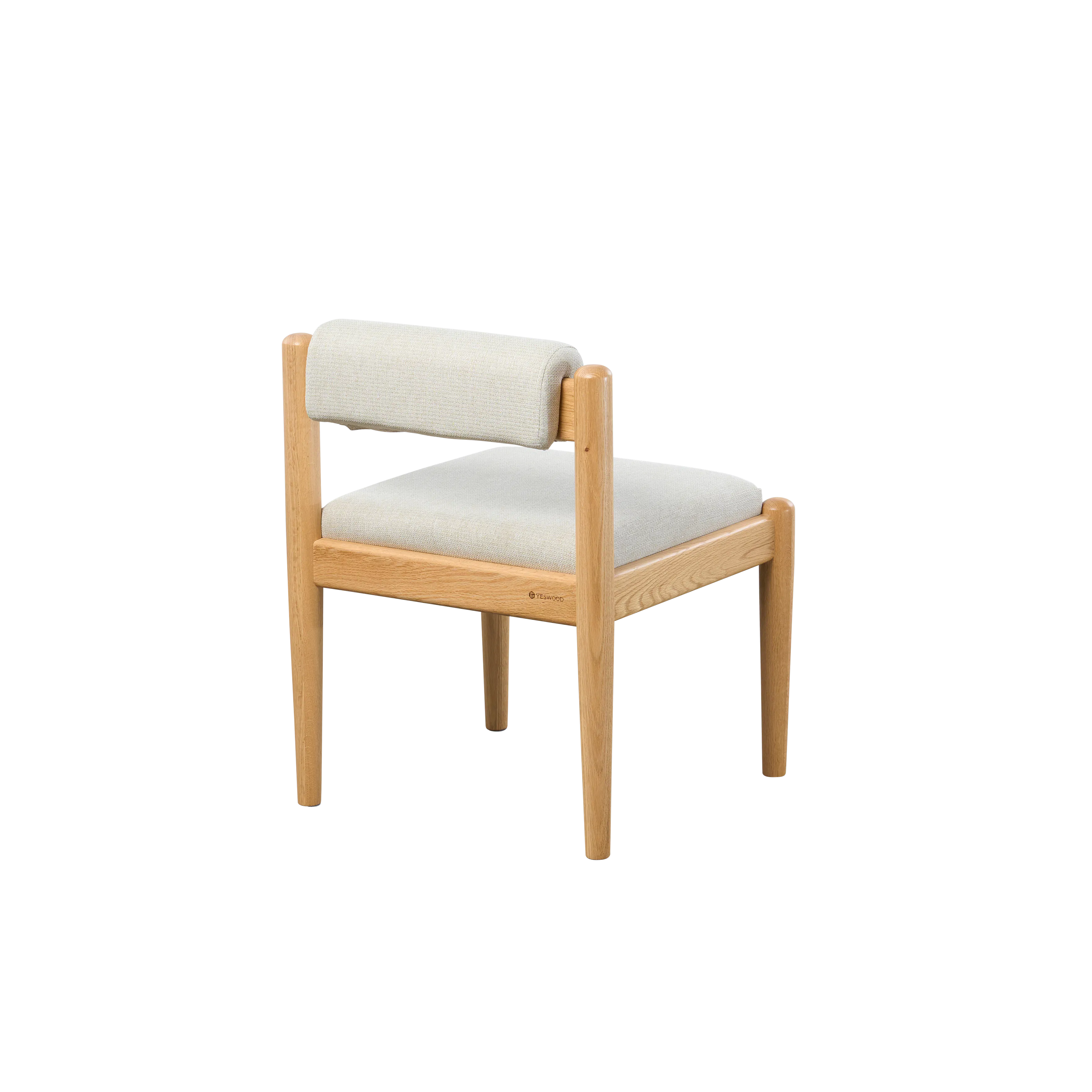 Adelyn Dining Table 1.4m (Sintered Stone) with 4 Niel Chairs in Oak - 60 - Light wood chair, beige cushion, natural wood