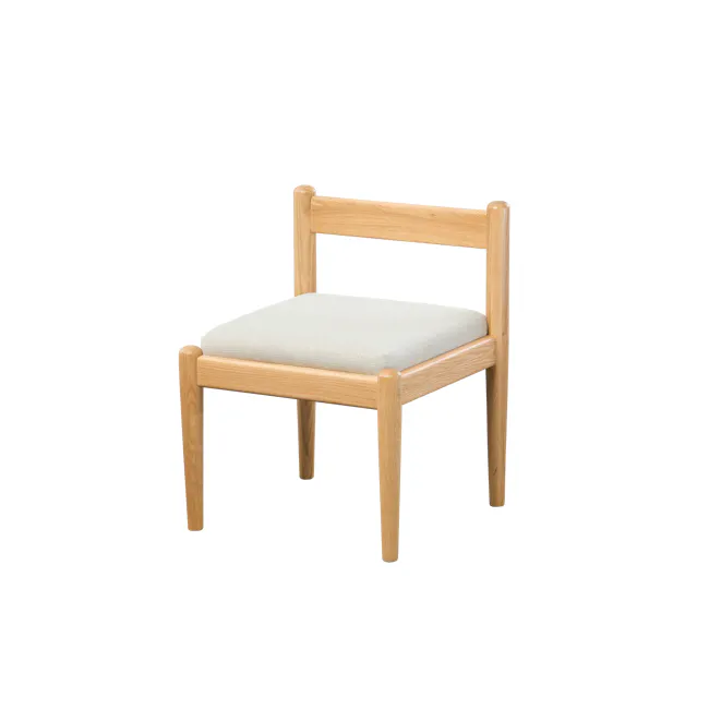 Adelyn Dining Table 1.4m (Sintered Stone) with 4 Niel Chairs in Oak - 62 - Light wooden chair, beige cushion, natural wood