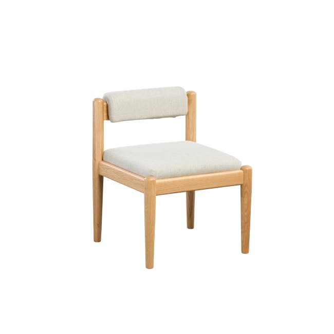 Adelyn Dining Table 1.6m (Sintered Stone) with 4 Niel Chairs in Oak - 42 - Wooden chair with beige cushion, minimalist