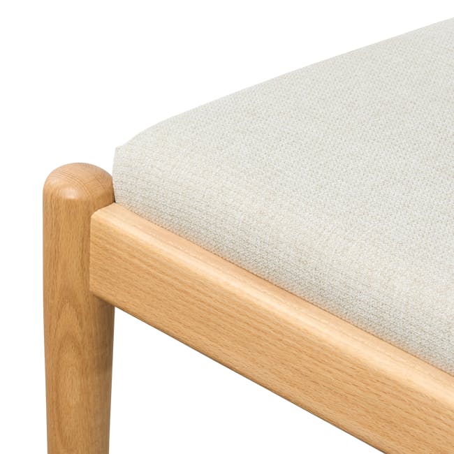 Adelyn Dining Table 1.6m (Sintered Stone) with 4 Niel Chairs in Oak - 59 - Wooden armrest, light beige fabric, smooth