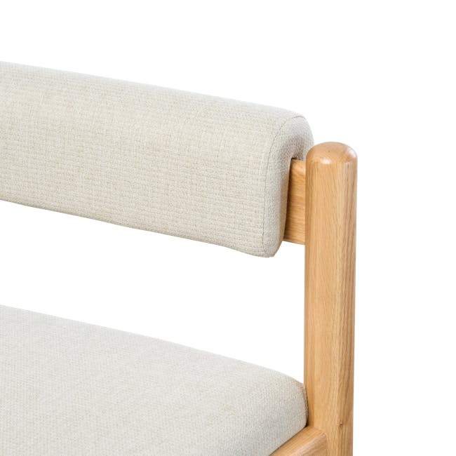 Adelyn Dining Table 1.6m (Sintered Stone) with 4 Niel Chairs in Oak - 67 - Cream-colored fabric sofa, wooden armrest