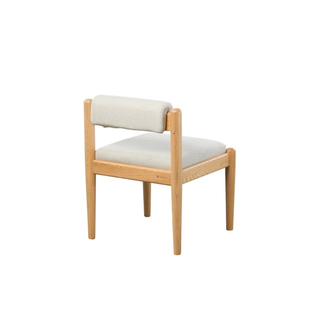 Adelyn Dining Table 1.6m (Sintered Stone) with 4 Niel Chairs in Oak - 70 - Light wood chair, beige cushion, natural wood