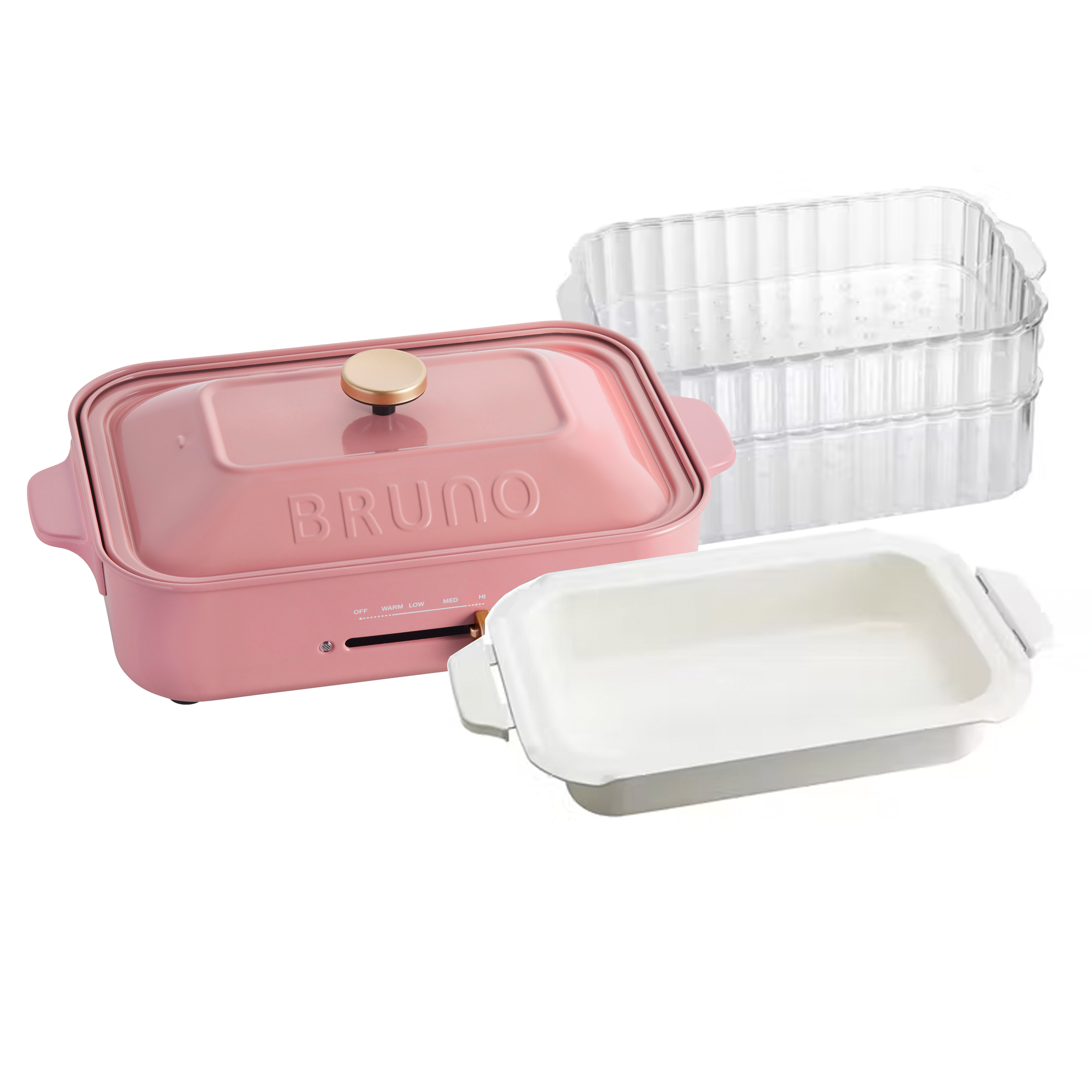 BRUNO Exclusive Bundles - Rose Pink Compact Hotplate + Attachments (4 Options) - Compact Hotplate + Nabe Pot