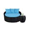 Round Sofa with Coffee Table Set - Blue Cushion
