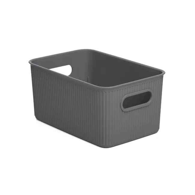 Tatay Organizer Storage Basket - Grey (4 Sizes) - 5L - 1 - Grey textured storage bin, sleek design, durable material