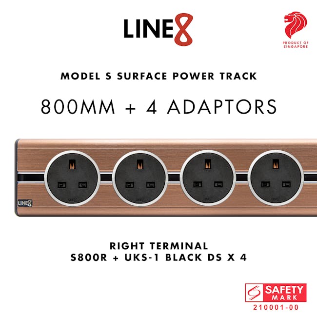 Line8 Power Track 800mm + 4 Adaptors Bundle - Rose Gold - 5