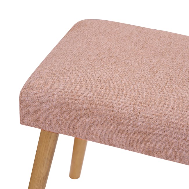 Charmant Dining Table 1.4m with Miranda Bench and Chairs in Peach Pink - 18 - Burlap cushion, wooden stool, textured fabric