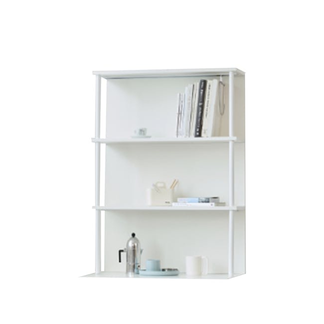 Saffron 3-Tier Open Shelf Only - 1 - White minimalist bookshelf, modern shelving unit, clean design, white color scheme