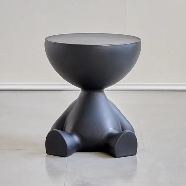 Zacky Buddy Side Table - Black - 3 - Modern minimalist stool, sleek design, abstract form, low profile, industrial style